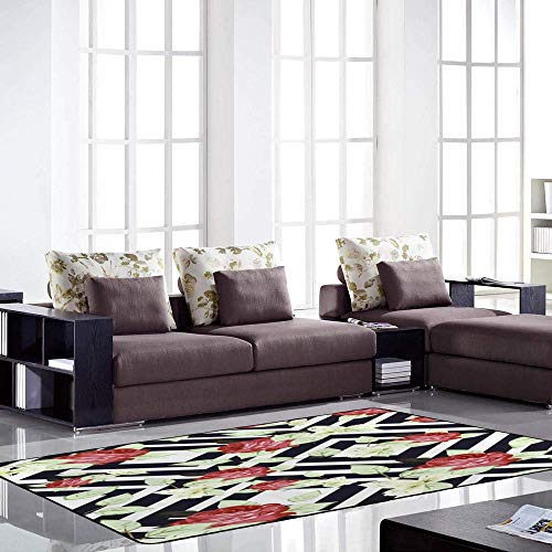 Tapis de sol fleurs en velours corail idéal pour l'ambiance cocooning du salon - 4