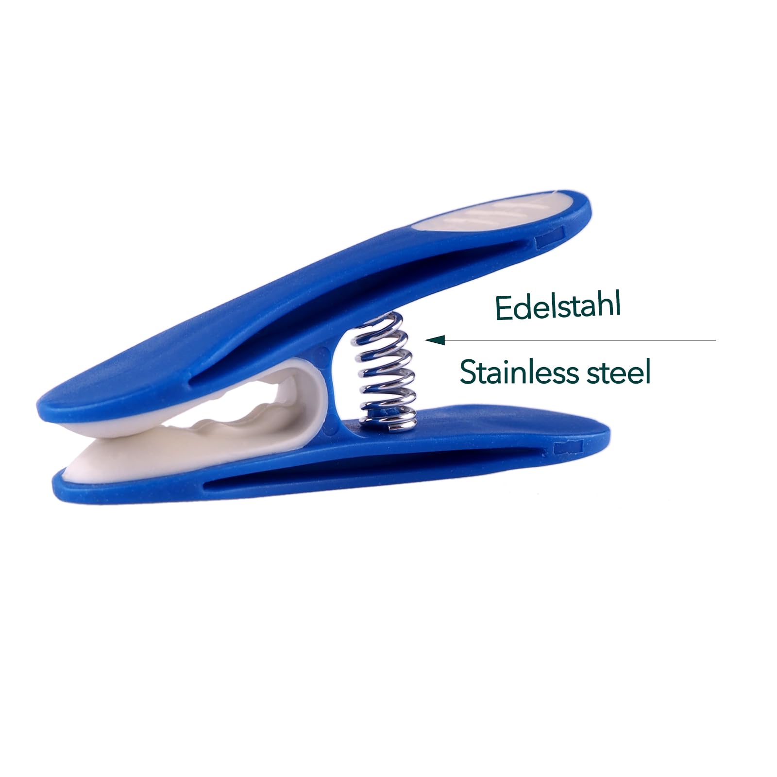 48 Clothes Pegs Laundry Clips with Spiral Springs Made of Stainless Steel and Soft Grip Blue White, Blue-white - Image 3