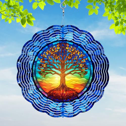 Tree of Life Yard and Garden Wind Spinner, Unique 3D Hanging Tree of Life Wind Spinner