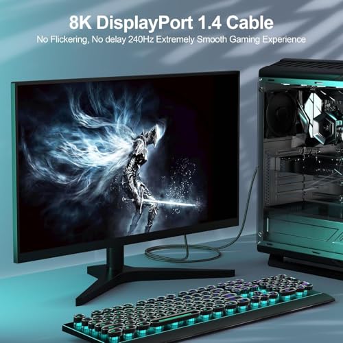 VESA Certified 8K DisplayPort 1.4 Cable 10-Pack 48Gbps | High Speed Display Port DP Cable 6 Feet (8K@60Hz, 4K@144Hz/180Hz/165Hz, 1080P@240Hz) for Gaming Computer Laptop TV Monitor