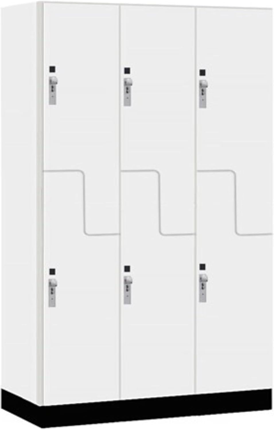 Salsbury Industries 15" Wide Premier Wood Locker-Double Tier 'S' Style-3 Wide-6 Feet High-18 Deep-Arctic White-Silver Hasps