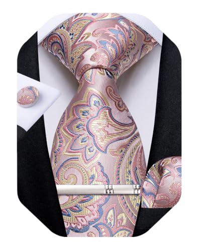 Image of DiBanGu Silk Floral Ties for Men Woven Paisley Necktie