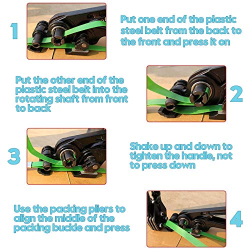 Image of MYFAMIREA Heavy Duty Poly Strapping Tensioner Sealer and Cutter Manual Packing Tools Kit for 1 /2 inch-3 /4 inch Width Polyester Polyproplyn Strap(Lake Blue)