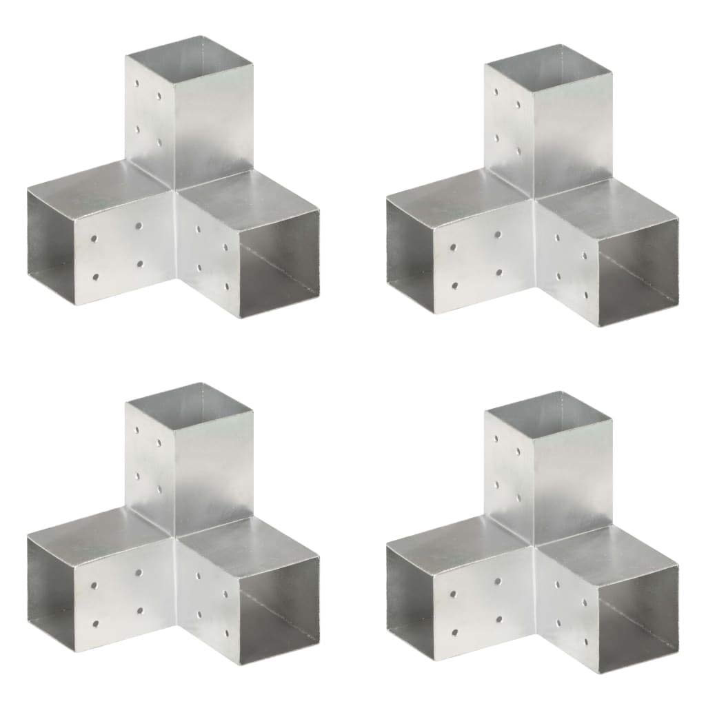 vidaXL 4x Conectores de Postes en Y Soporte Jardín Patio al Aire Libre Estacas Exterior Valla Cerca Separador Metal Galvanizado 81x81mm