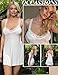 Avidlove Sexy Sleepwear for Women Lace Chemise Night Gowns Modal Babydoll Nightie V Neck Full Slip Wedding Lingerie Dress White L