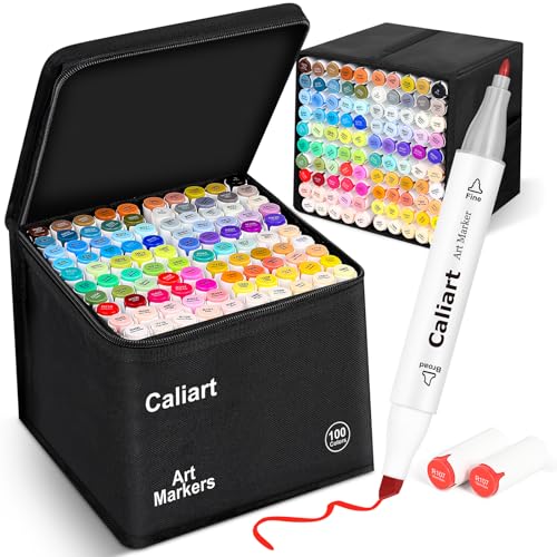 Caliart Markers, 100 Colors Dual Tip Art Markers Sketch...