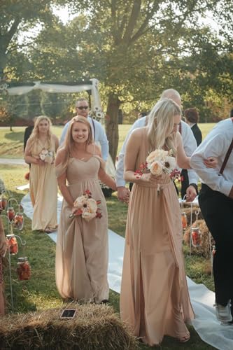 Sweetheart Bridesmaid Dresses with Pockets A-Line Long Chiffon Formal Party Dresses with Slit HS0154