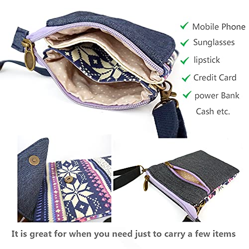 Image of Roomy Cell Phone Purse Wallet Small Crossbody Bags For Women teen girlsl | Small crossbody bags for women with Shoulder Strap,mini thread wallet,cute canvas travel purse tiny purse