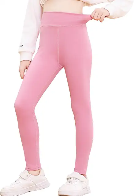 Girls High Waist Yoga Pants - Elastic Sports Leggings for Kids