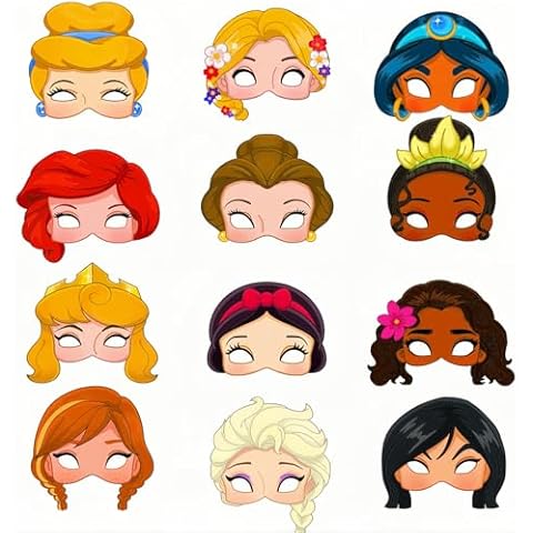 12pcs Kids Princess Masks for Parties Cover