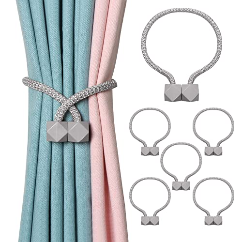 4x Magnetische Raffhalter Für Vorhänge - Holz Mit Baumwollseil, Boho Style 56cm
