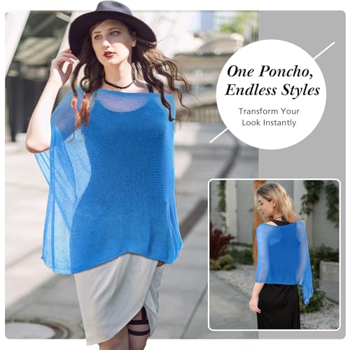 Image of Women Sheer Poncho Shrug Summer Sheer Blouse Top Lightweight Poncho Bolero for Evening Dress