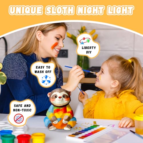 Paint Your Own Sloth Lamp Kit, Arts and Crafts for Kids Ages 8-12, DIY Sloth Night Light Toys for Girls, Art Supplies Paint Craft Kits for Kids, Gifts for Girls Birthday Ages 3 4 5 6 7 8 9 10 11 12+