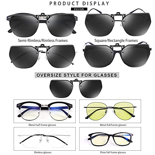 Image of Flip-Up Clip-On Polarized Sunglasses, UV Protection