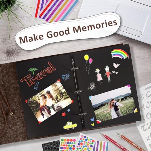 Image of HASTHIP DIY Photo Album 60 Pages with Color Stickers, Metallic Pen, Red Heart Closure, Felt Cover for Family, Graduations, Weddings, Scrapbooking, Memory Keeping, Free Size