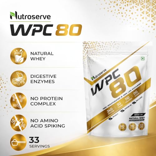Image of WPC 80 Whey Protein Concentrate Powder | 24g Protein, 3g Carbs, 0g Sugar, Natural Whey with Digestive Enzymes (Coffee, 1kg)