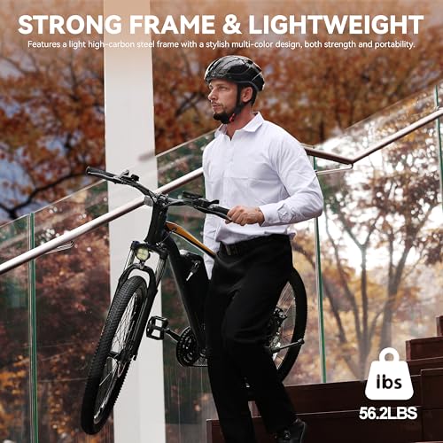 Image of Qlife Electric Bike for Adults /Teens Racer, 20+MPH 21-Speed Peak 1200W Brushless Motor Adult Electric Bicycles, 48V 10.4Ah Removable Battery Mountain Ebike, Up to 55 Miles, 27.5X2.1 Tire E Bike