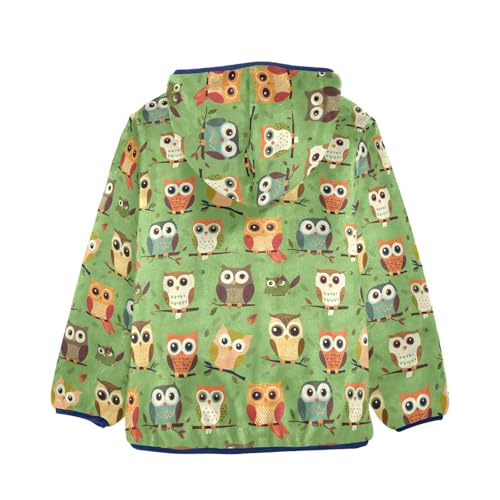 Owl Green Toddler Fleece Jacket Baby Boys Hooded Zipper Long Sleeve Thick Warm Outerwear 3-10 Years2