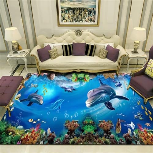 Kunsen Teppich für Wohnzimmer Unterwasserwelt kuche modern blau Günstiger Moderne teppiche80X160CM Kunsen Teppich für Wohnzimmer Unterwasserwelt kuche modern blau Günstiger Moderne teppiche80X160CM