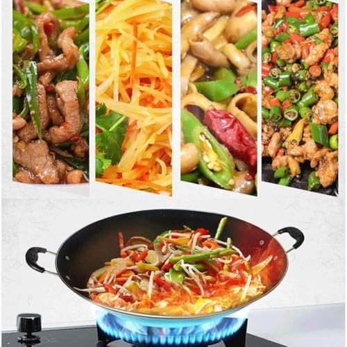 Wok de hierro sin revestimiento con mango ergonómico de madera 37 cm miniatura 3