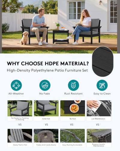 Image of SERWALL HDPE Patio Conversation Set with Side Table