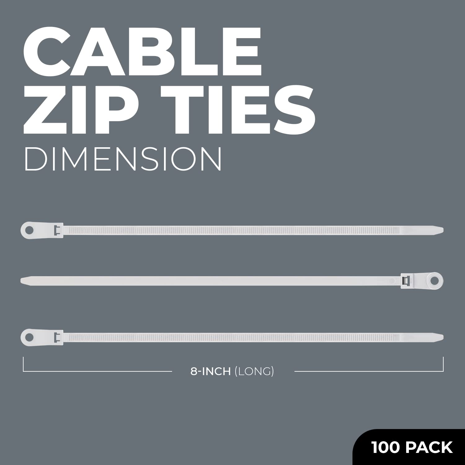 Black Zip Ties with Screw Holes- Multipurpose, Heavy Duty Cable Ties for Binding, Packing & Mounting Cables Wires, Garden Fences, Plant Branches and Packages (100 Pieces)