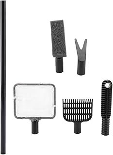 Aquarium Tongs,Fish Tank Cleaning Kit, 4 in 1 Portable Aquarium Cleaning Tool Set Including Aquarium Sponge Brush, Gravel Rake, Aquatic Plants Clip, Fishing Net