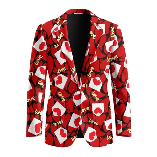 Pwnixequ Men's Blazers Jacket Slim Fit Business Holiday Envelope Printed Sport Coat One Button Casual Suit Jacket for Work Party Size S M L XL XXL 3XL 4XL 5XL