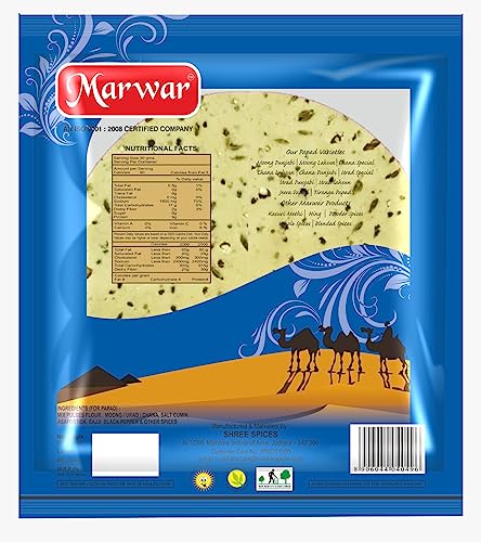 Image of Marwar Urad Sindhi Jeera Papad 400g | Handmade Rajasthani Snack | Low Spicy Cumin | Crispy Indian Snack | Zipper Pack