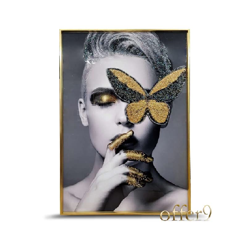 絵画インテリア 額付( 青緑＋金色の枠 ) 油絵 F3-041214 人物女性像 絵画 インテリア 額付( 青緑＋金色の枠) 油絵 F4-080214 人物女性像