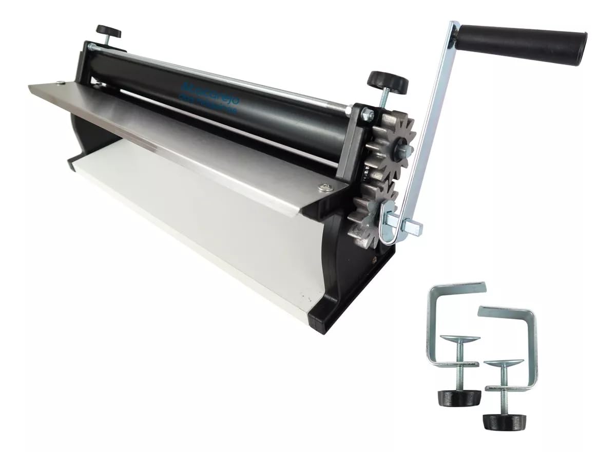 DKN Pizzateig-Rollmaschine mit Handkurbel, 48,8 cm, Nudelmaschine, Teigfolie mit Antihaft-Rollen mit Dickenkontrolle – Konstruktion aus massivem Stahl und Aluminium