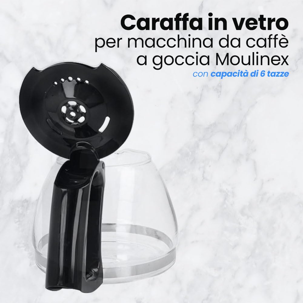 Anakel Home Ricambio caraffa caffettiera SS-201122 compatibile con caffettiera Moulinex Subito, Principio | 600 ml, per 4-6 tazze, con coperchio