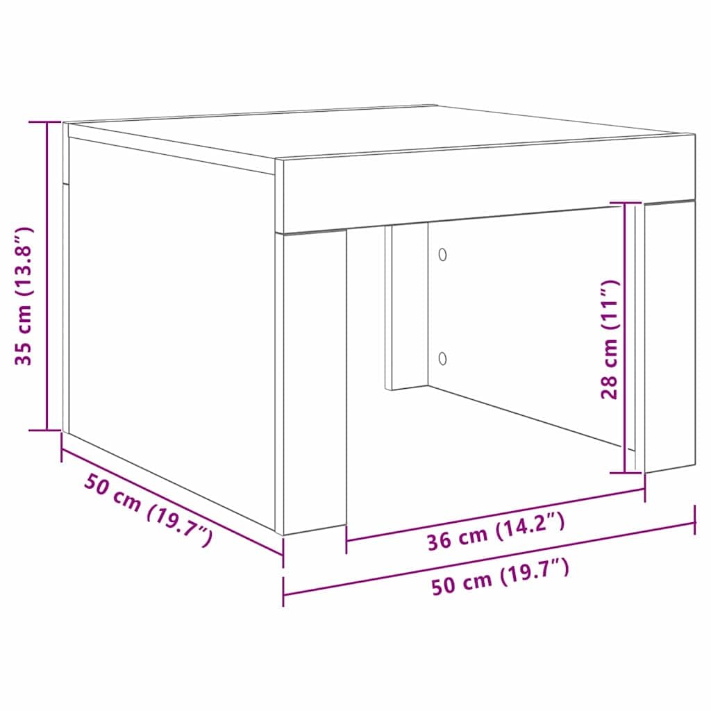 vidaXL Table Basse Chêne Artisanal 50 x 50 x 35 cm Bois d'ingénierie, Table Basse Moderne, Design Élégant, Bois Ingénierie, Surfaces Pratiques, Meuble Polyvalent, Décoratif
