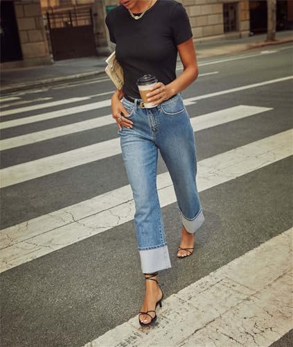 Women's Soft Stretchy Jeans, Jean Pants for Women, Womens Straight Jeans, Wide Legged Pants, High Rise Jeans for Women4