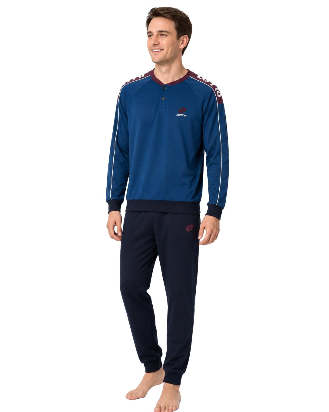 Lotto Pigiama Uomo Caldo Cotone Sportivo Autunno Inverno Interlock