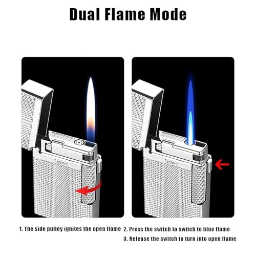 Encendedor de doble llama butano recargable portátil y resistente al viento 5