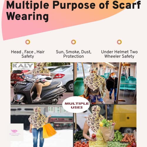 Image of Scarf Face Mask Head Neck Hair Bandana Cover Sun Protection Face Cover Smkoe Dust Safety Scarf Cum Mask For Women Girls Daily Use Face Scarf Mask