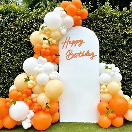 Image of TONIFUL Happy Birthday Sign for Backdrop - Glitter Orange Felt Banner - Includes Dot Glue - Perfect for Birthday Party Backdrop,Wall Decr,Balloon Arch,Photo Background