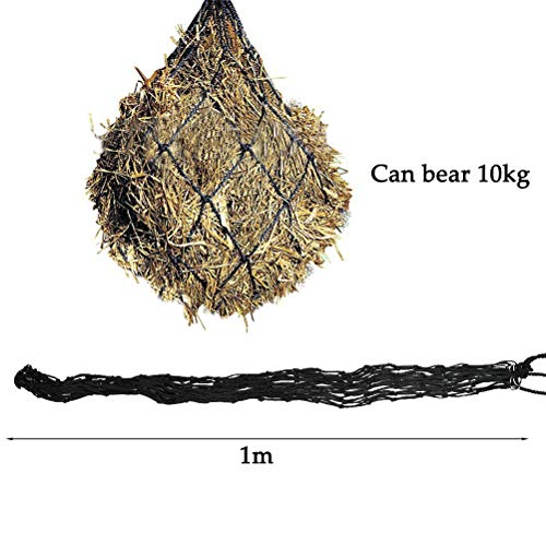 Haylage Hay Net 2PCS Small Mesh Holes Strong Haynet Slow Feed Hay Net Bag Holes Feed Horse Ringed Haynets Horse Feeding Large Feeder Bag Horse Equestrian Easy Feed Hay Net Haynet Feeder (Black) - Image 3