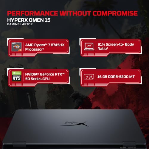 HP HyperX OMEN 15 Smartchoice, AMD Ryzen 7 8745HX, 8GB-RTX 5050, 16GB - Image 3