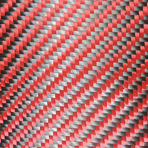 StickersLab - Hybridgewebe aus echter Kohlefaser und Aramid 190 g/m² 3K TWILL rot