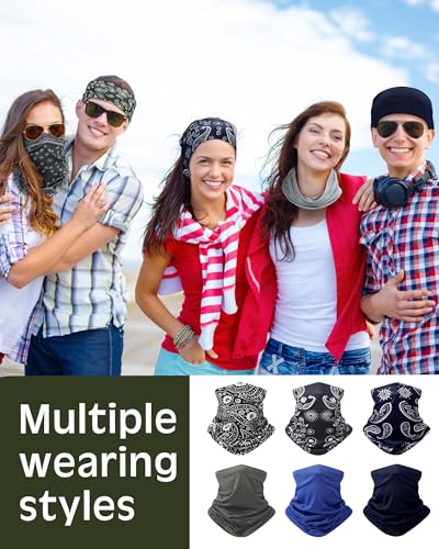 Image of Cuffbow 12 Pack Men Balaclava Neck Gaiter Cooling Breathable Face Mask UV Protection Scarf Hiking Bandana for Men /Women