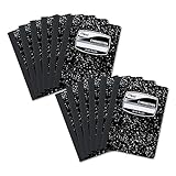 Mead Composition Notebooks, 12 Pack, Wide Ruled Paper, 9-3/4' x 7-1/2', 100 Sheets per Comp Book, Black Marble (72936)