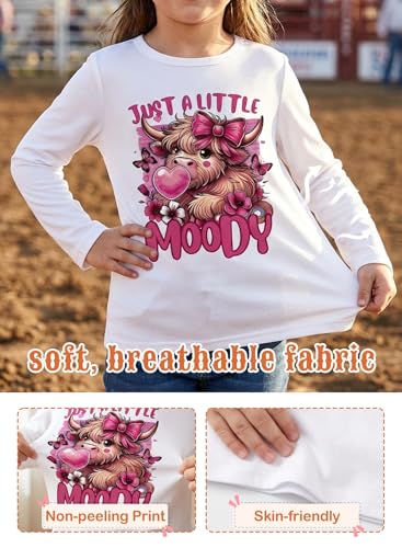 Image of Girls Western Cow T-Shirts - Cute Cowgirl Outfits for Kids Short Sleeve Shirts Funny Tops Rodeo Graphic Summer Tee