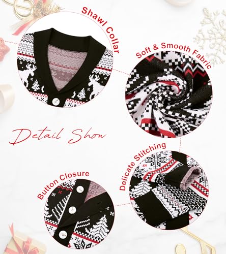 Cozople Ugly Christmas Sweater Men's Reindeer Cardigan Sweater Xmas Shawl Collar Knitted Cardigan4