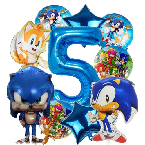 10pcs Deko Geburtstag Kinder Luftballons Alufolie Kindergeburtstag Deko 5 Jahre Luftballons Geschenk für Jungen und Mädchen