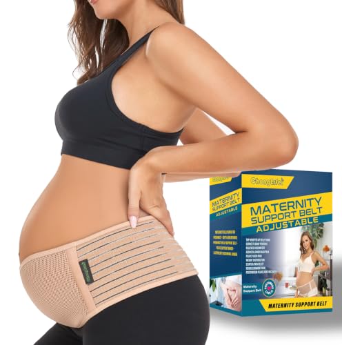 ChongErfei Maternity Belt Pregnancy Belly Band Back Support Abdominal Binder Back Brace - Relieve Back, Pelvic, Hip Pain（Beige,One Size）