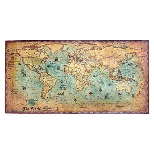 Vintage Art Nautical Paintings Home Sticker Sea Map Decor Wall Ocean World Wall Sticker Photo Booth Cover (E-Multicolor, One Size)