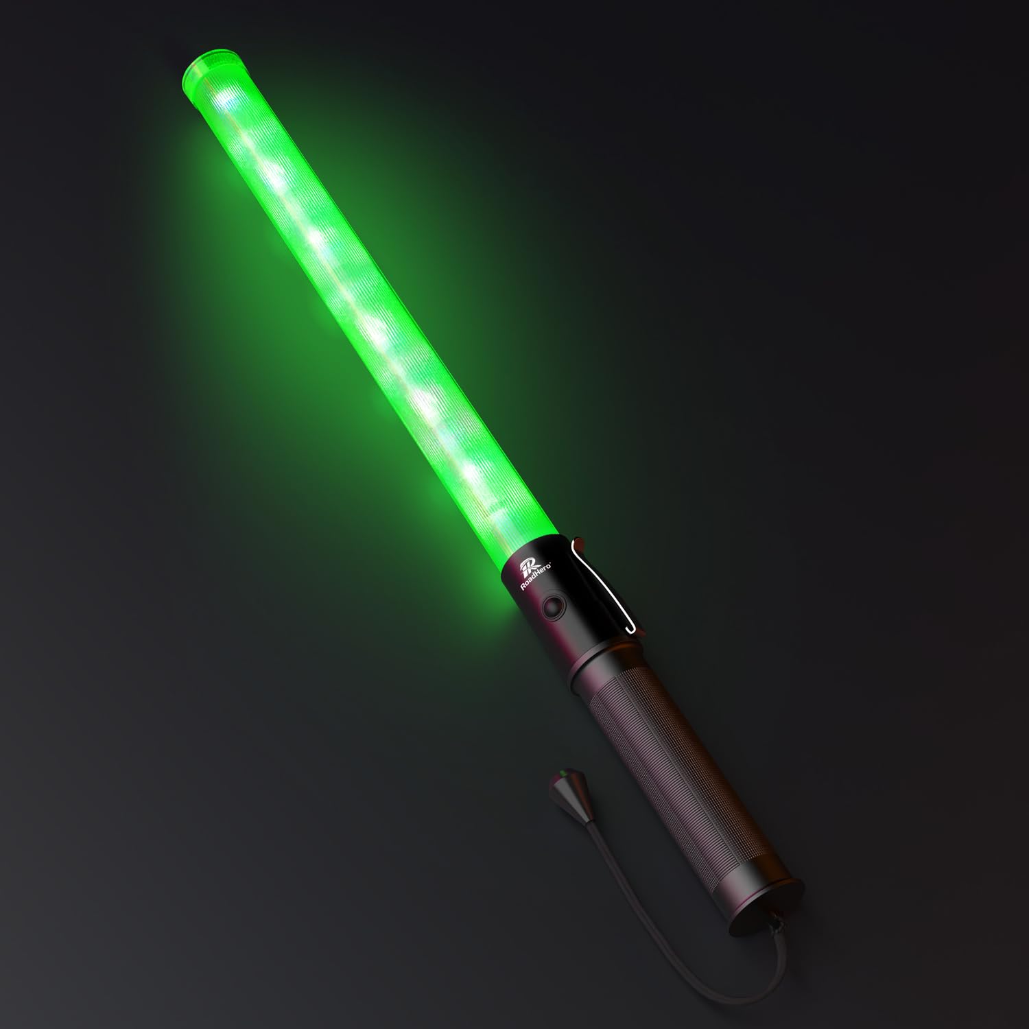 RoadHero 1 Pack 21 Inch LED Traffic Wand with 2 Flashing Modes, Green