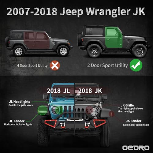 Image of OEDRO Paintable Running Boards Fit for 2007-2018 Jeep Wrangler JK 2 Door